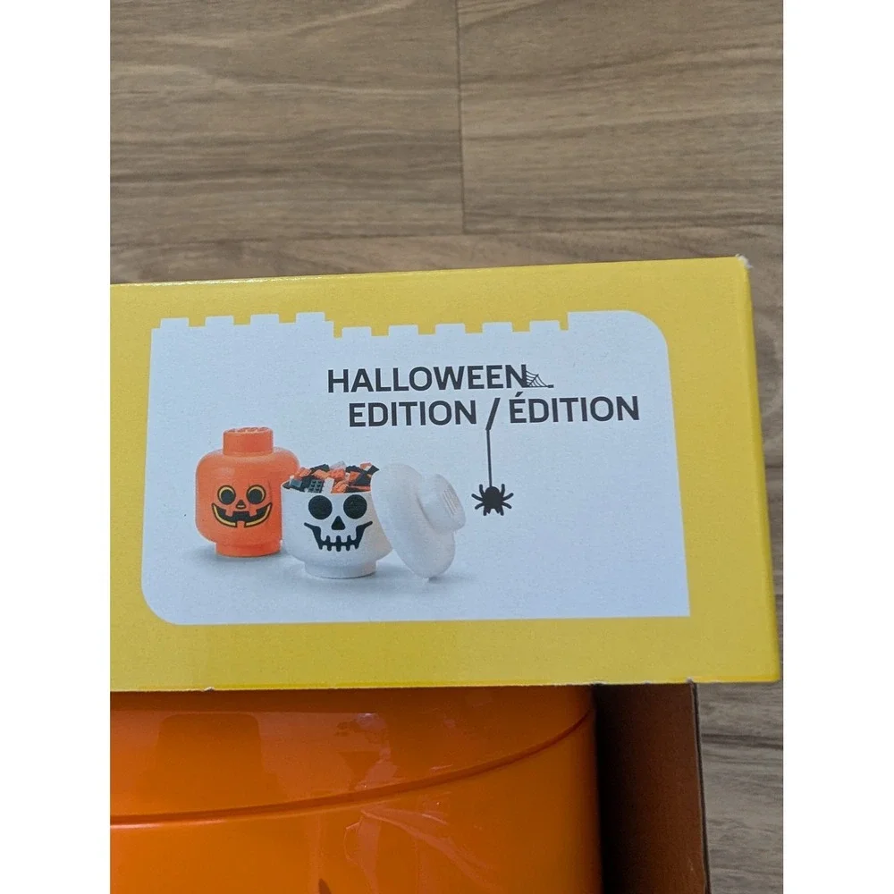 LEGO Storage Head Large Halloween Pumpkin Jack-O-Lantern Stackable Orange New